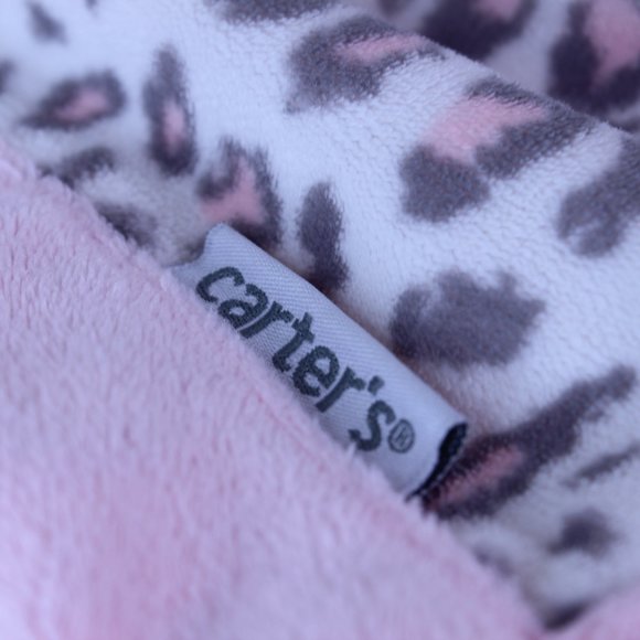 Carter's Pink Cheetah Print w Teddy Bear Baby Girl Security Blanket Lovey - Picture 3 of 6